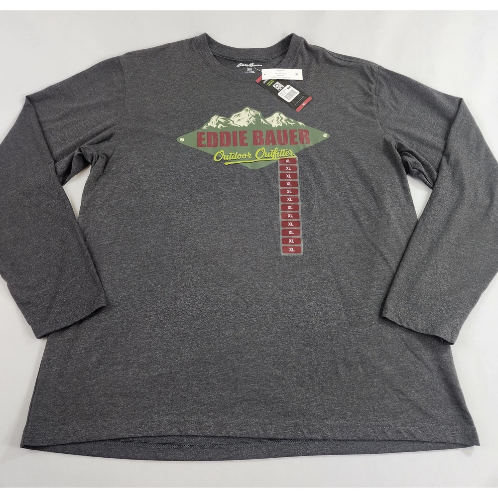 Eddie Bauer Mens Long Sleeve Graphic Tee Grey XL EMT68755 Asphalt Ridge Shirt